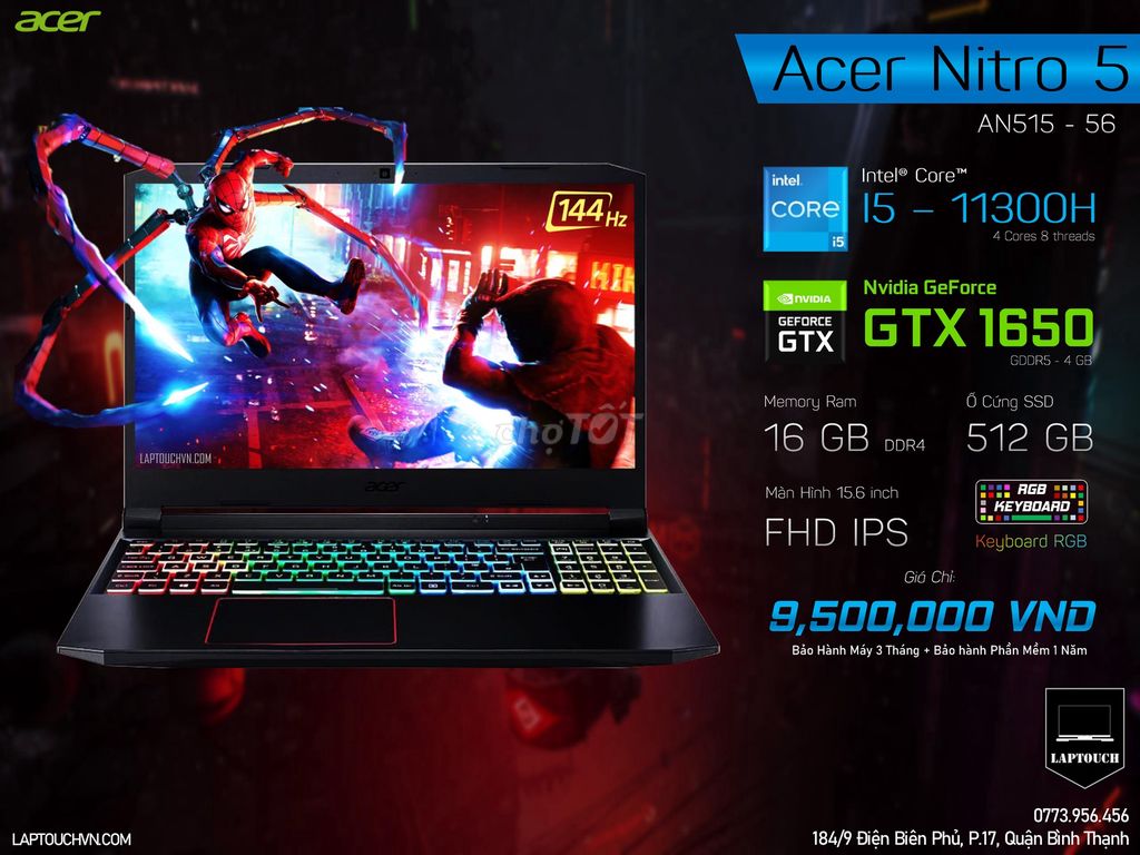 Acer Nitro 5 Eagle 2021 [ AN515 - 56 ]. Mua bán Laptop tại Quận Bình Thạnh Tp Hồ Chí Minh được đăng bởi Cửa Hàng Máy Tính Laptouch VN hình 1