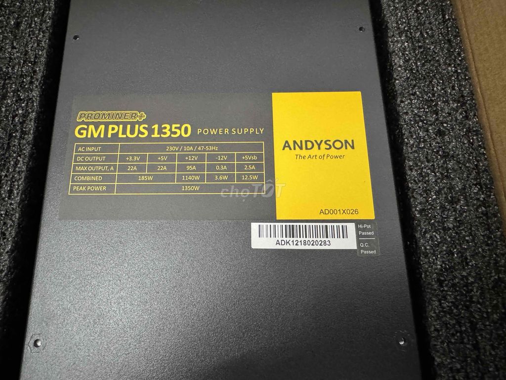 Nguồn 1350W Andyson Prominer GM Plus 1350 New box. Mua bán Linh kiện (RAM, Card...) tại Quận 12 Tp Hồ Chí Minh được đăng bởi Anh Tuan hình 1