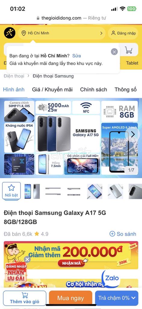 Samsung Galaxy A17 5G 8GB/128GB Đen. Mua bán Điện thoại tại Thành phố Bạc Liêu Bạc Liêu được đăng bởi Phong Diệp hình 1