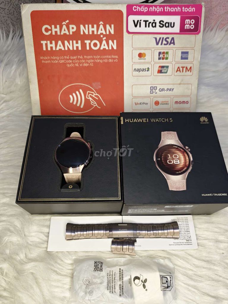 Huawei Watch 5 Be 42mm 16/3/2027,Dây Titanium Zin . Mua bán Thiết bị đeo thông minh tại Quận Tân Phú Tp Hồ Chí Minh được đăng bởi Phan Tấn SmartWatch hình 1