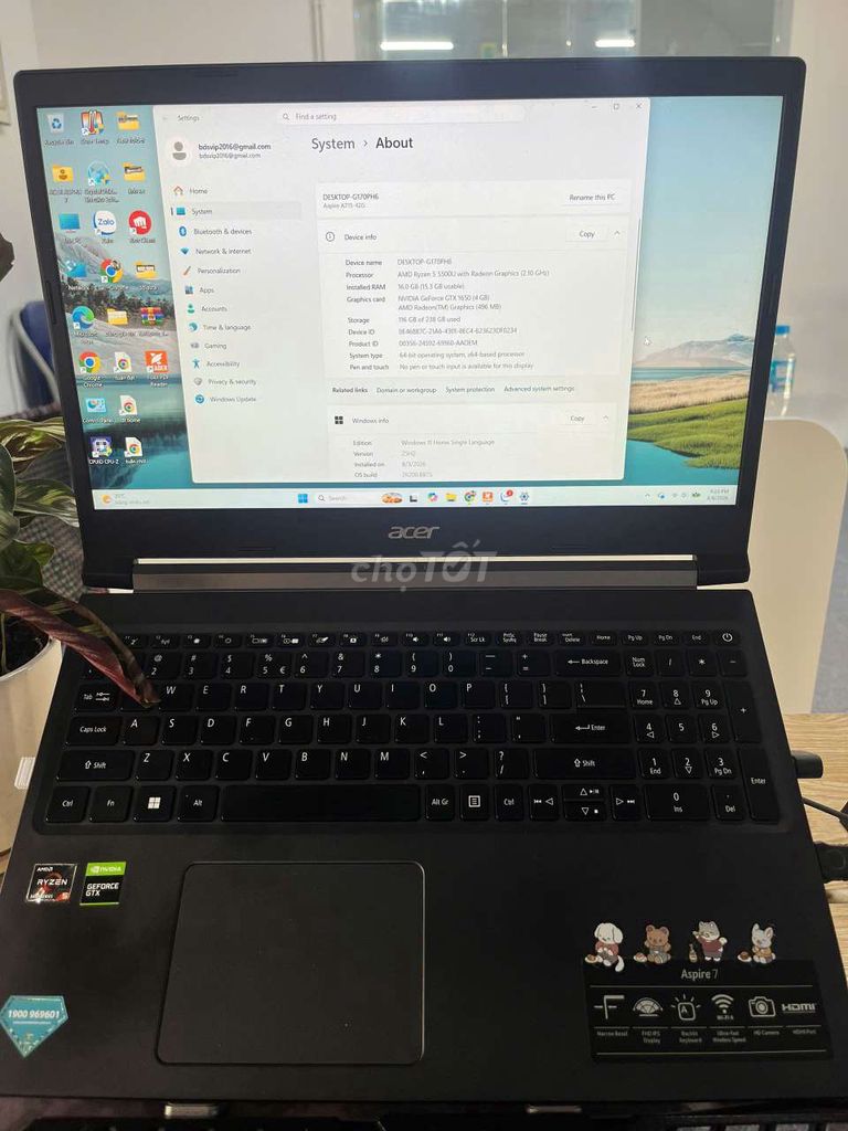 Acer Aspire 7 R5-5500U 16GB/512GB GTX Đen. Mua bán Laptop tại Quận Hà Đông Hà Nội được đăng bởi Trần Đức hình 1
