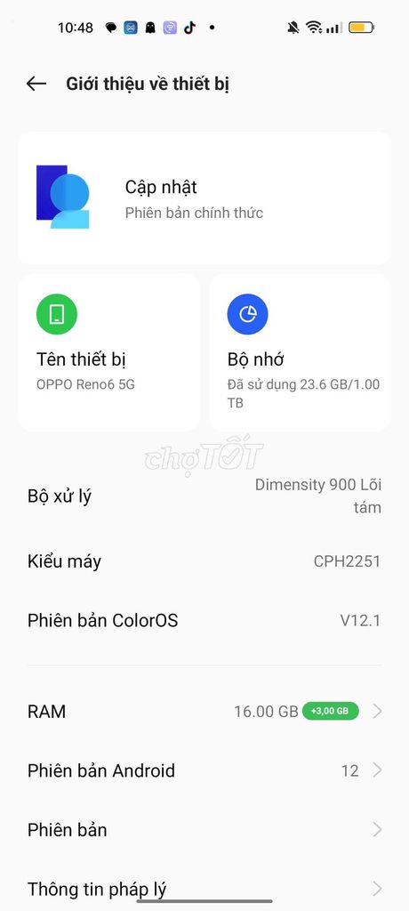 Oppo Reno6 5G 1TB. Mua bán Điện thoại tại Thành phố Thủ Đức Tp Hồ Chí Minh được đăng bởi Khánh hình 1