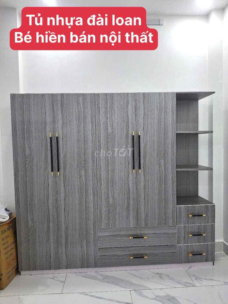 Tủ quần áo Nhựa Đài Loan Xám 180x200x47cm - mới. Mua bán Tủ, kệ gia đình tại Quận Bình Thạnh Tp Hồ Chí Minh được đăng bởi đồ gỗ CN giá xưởng hình 1