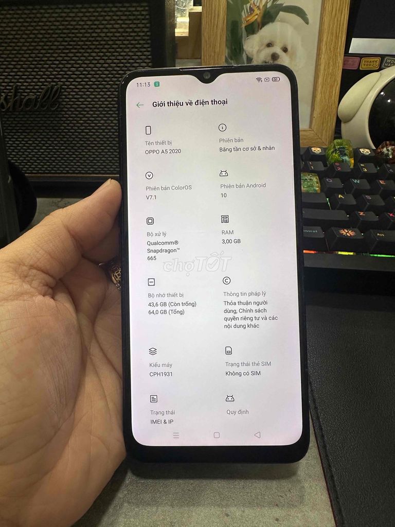 Oppo A5 2020 3GB/64GB Đen. Mua bán Điện thoại tại Huyện Bình Chánh Tp Hồ Chí Minh được đăng bởi Nhiên hình 1