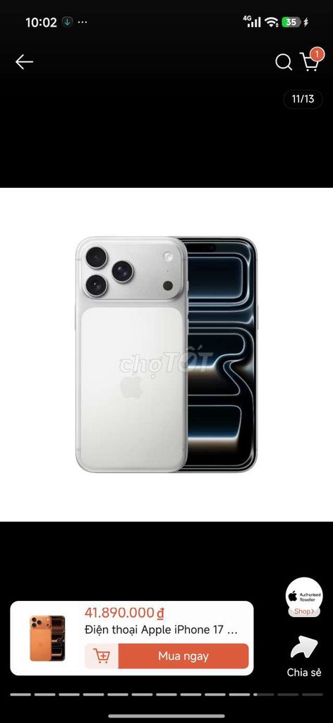 Apple iPhone 17 Pro Max 512GB Bạc mới 100%. Mua bán Điện thoại tại Thành phố Thủ Đức Tp Hồ Chí Minh được đăng bởi Mỹ Hạnh hình 1
