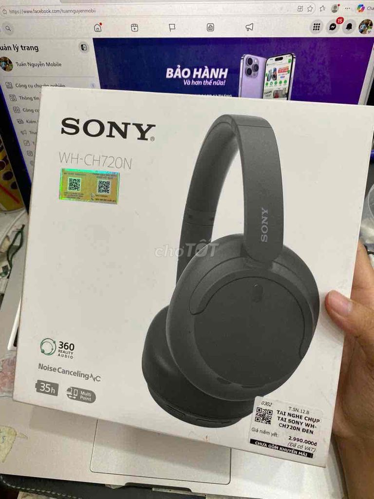 Tai nghe Bluetooth Sony WH-CH720N Đen. Mua bán Tivi, Âm thanh tại Quận 3 Tp Hồ Chí Minh được đăng bởi Tuấn Nguyễn hình 1