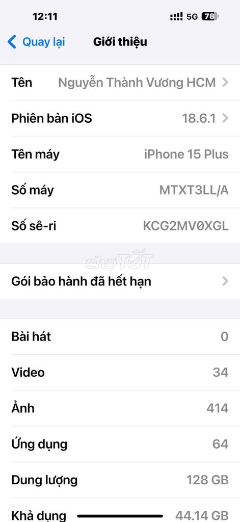 iPhone 15 Plus 128GB Quốc tế LLA. Mua bán Điện thoại tại Quận 8 Tp Hồ Chí Minh được đăng bởi Vư Ơng hình 1