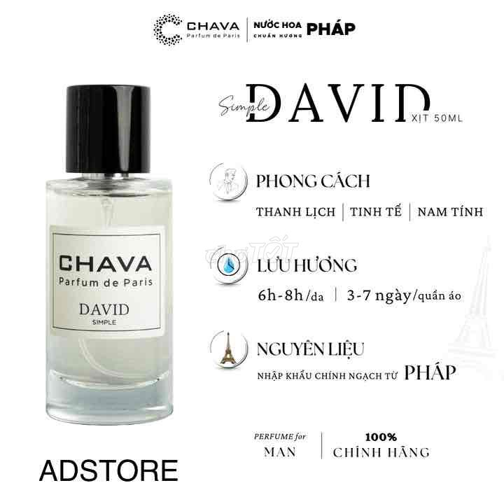 NƯỚC HOA NAM SIMPLE DAVID 50ML CHAVA (xịt)