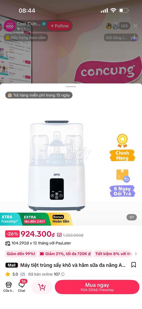 Máy tiệt trùng hơi nước Animo Trắng. Mua bán Mẹ và bé tại Quận 7 Tp Hồ Chí Minh được đăng bởi Nhung hình 1