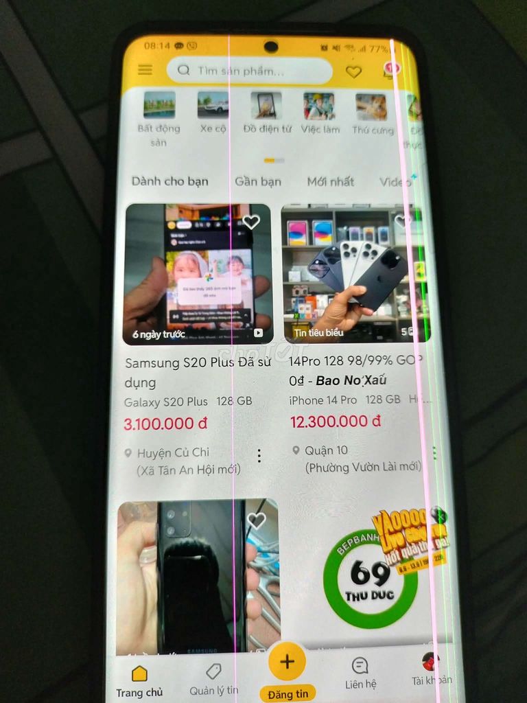 Samsung Galaxy S20 Plus Xanh có sọc màn hình. Mua bán Điện thoại tại Quận 7 Tp Hồ Chí Minh được đăng bởi Thang hình 1