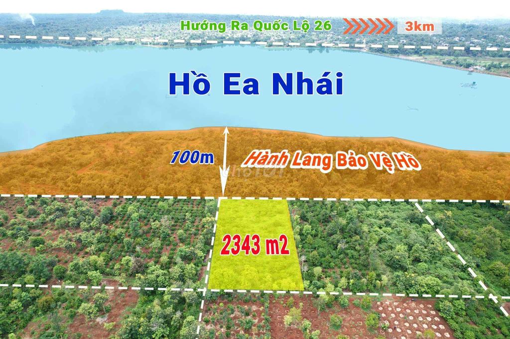 2,4 sào view Hồ lớn EaNhai Hoà Đông 3 mặt đường 1,79ty