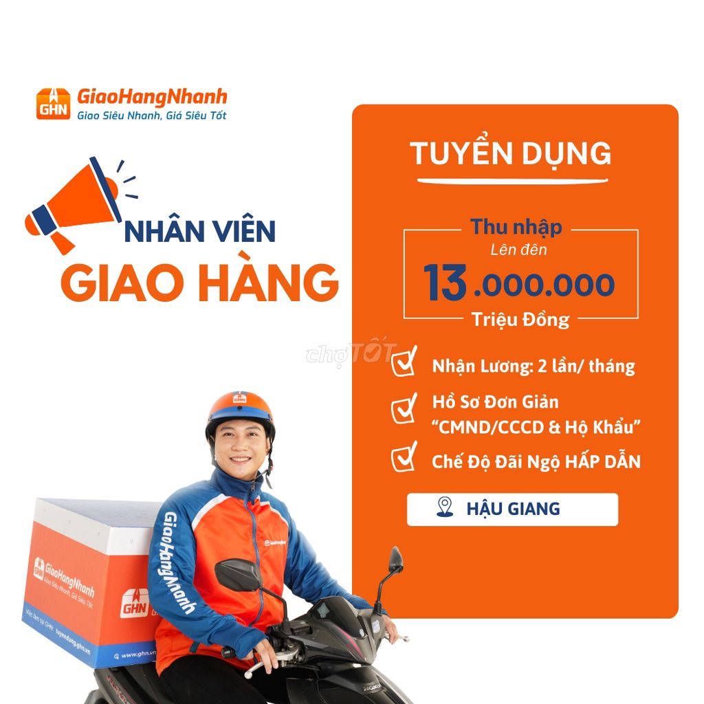 Nhân viên giao hàng khu vực Phụng Hiệp, Hậu Giang