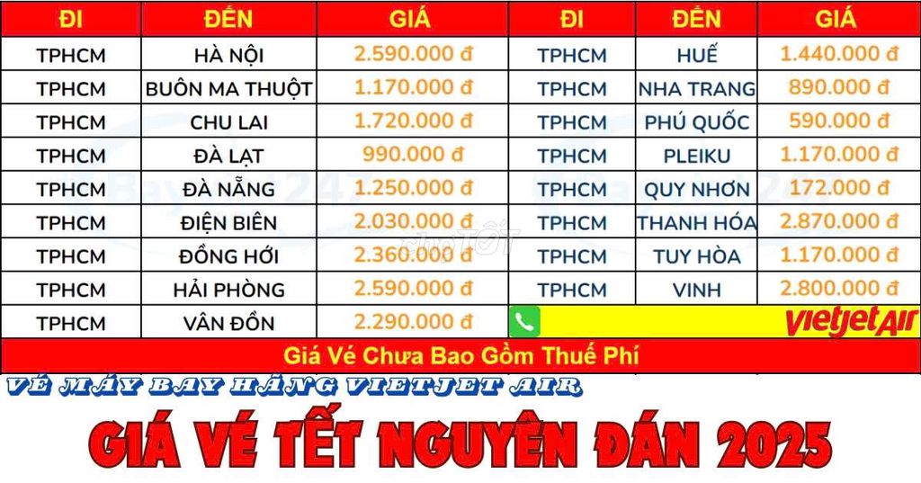 𝐕𝐈𝐄𝐓𝐉𝐄𝐓 𝐀𝐈𝐑🚀 & BẢNG GIÁ VÉ MÁY BAY TẾT