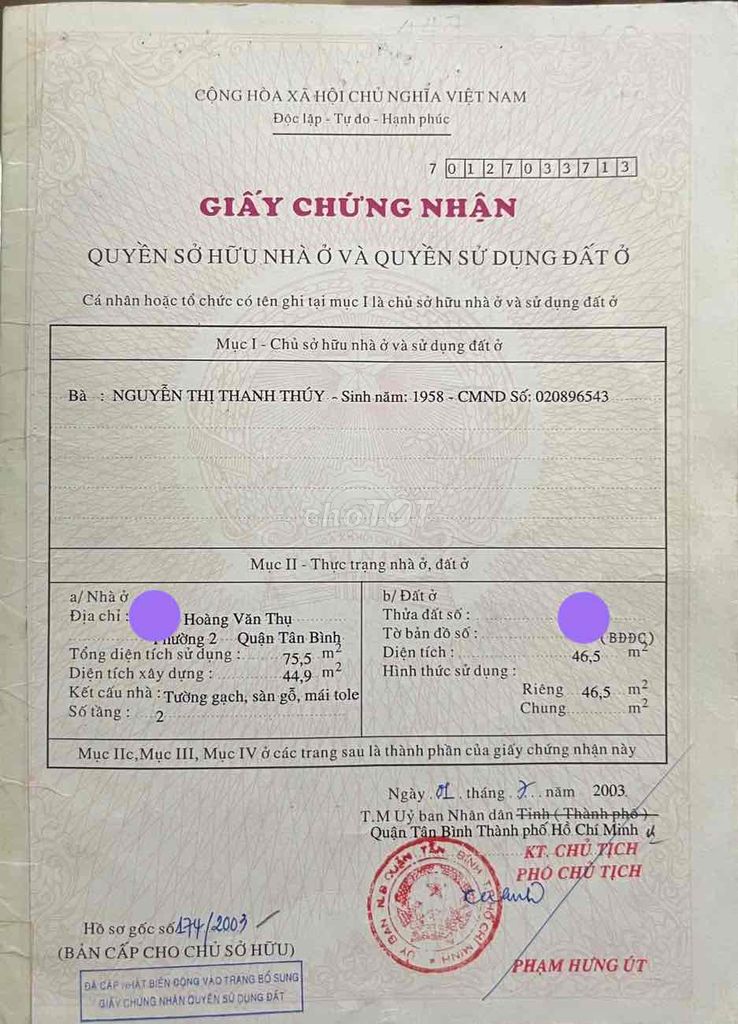 GIÁ ĐẦU TƯ, NHÀ HXH 1/ HOÀNG VĂN THỤ, 4,6x10,3, 3PN