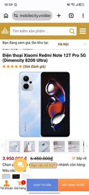 Xiaomi Redmi Note 12T Pro 8GB 128GB Trắng