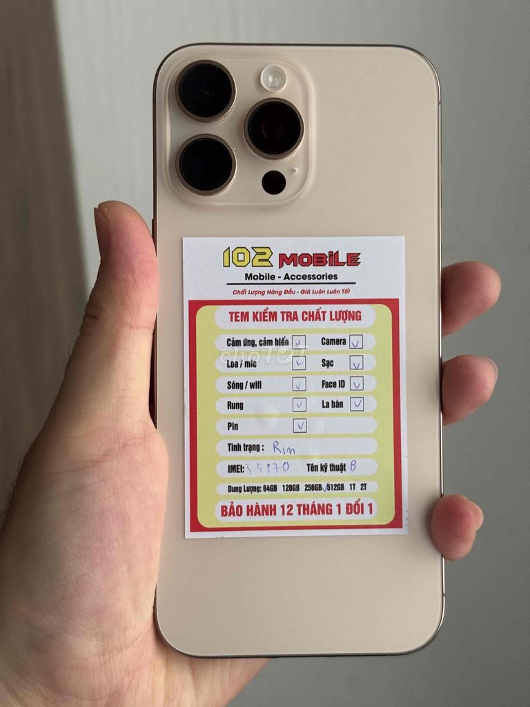 iPhone 16 Pro Max 256GB Sa mạc máy chuẩn zin. Mua bán Điện thoại tại Thành phố Buôn Ma Thuột Đắk Lắk được đăng bởi Nguyễn Hoàng hình 1