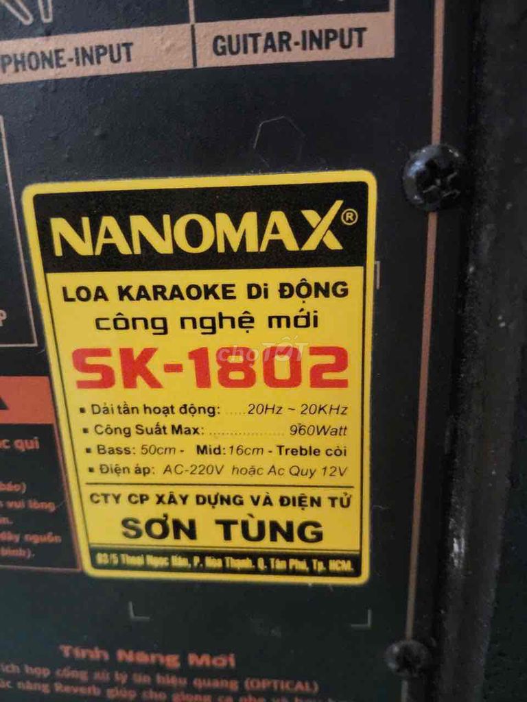 Loa karaoke di động NANOMAX SK-1802 960W bass 50cm. Mua bán Tivi, Âm thanh tại Huyện Cờ Đỏ Cần Thơ được đăng bởi Lê Huy khánh hình 1