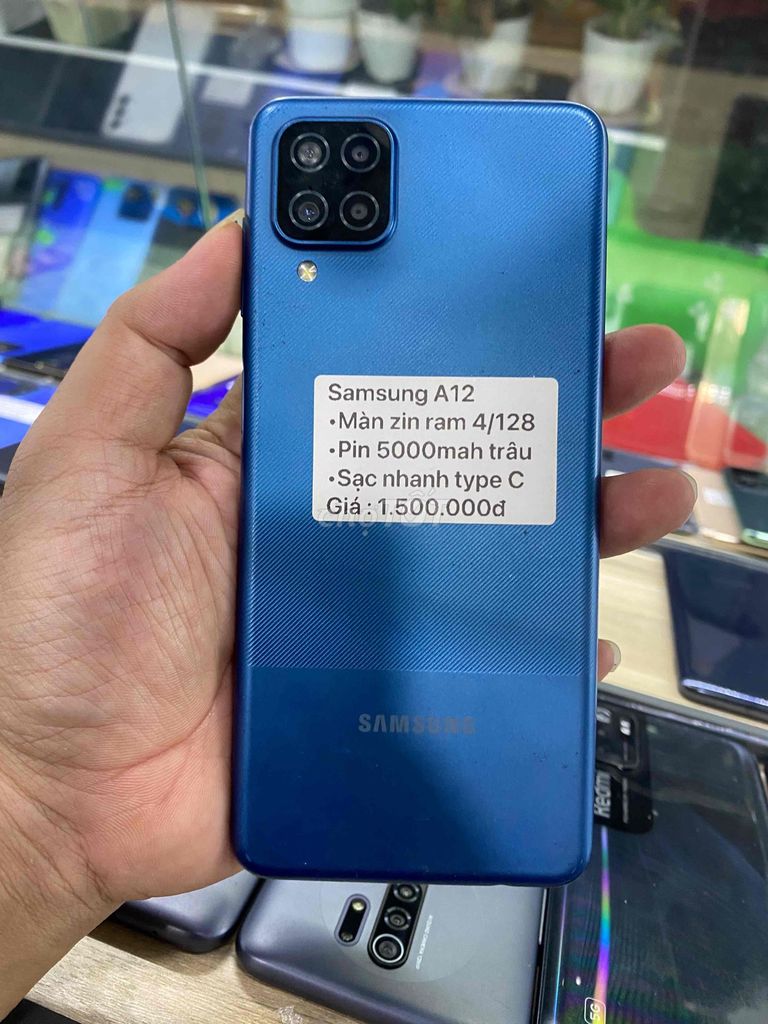 Samsung Galaxy A12 128GB Xanh 4GB. Mua bán Điện thoại tại Thành phố Bến Tre Bến Tre được đăng bởi Điện thoại Bến Tre giá rẻ hình 1