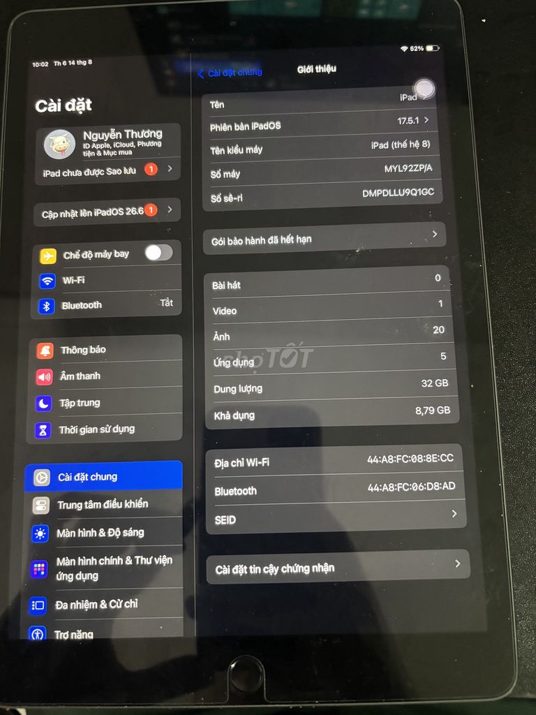 Apple iPad (thế hệ 8) Xám. Mua bán Máy tính bảng tại Quận Hải Châu Đà Nẵng được đăng bởi Gold hình 1