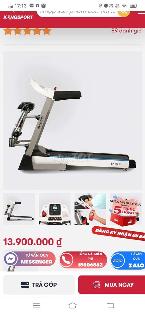 Máy chạy bộ Kingsport BK9000 đa năng 90%. Mua bán Đồ thể thao, Dã ngoại tại Huyện Đông Anh Hà Nội được đăng bởi Thiết Bị Thể Thao Gymhome  hình 1