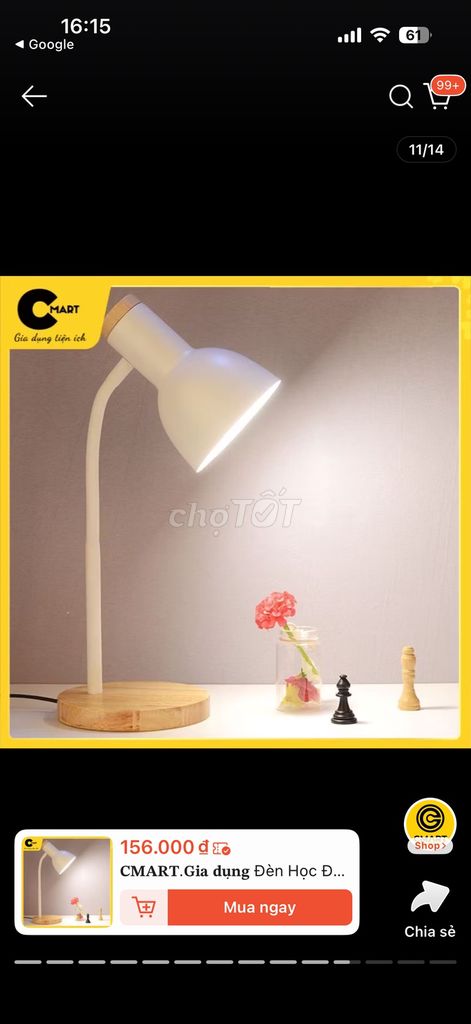Đèn học CMART Gỗ Trắng Hiện đại. Mua bán Đèn tại Quận Cẩm Lệ Đà Nẵng được đăng bởi Linh Thuc hình 1