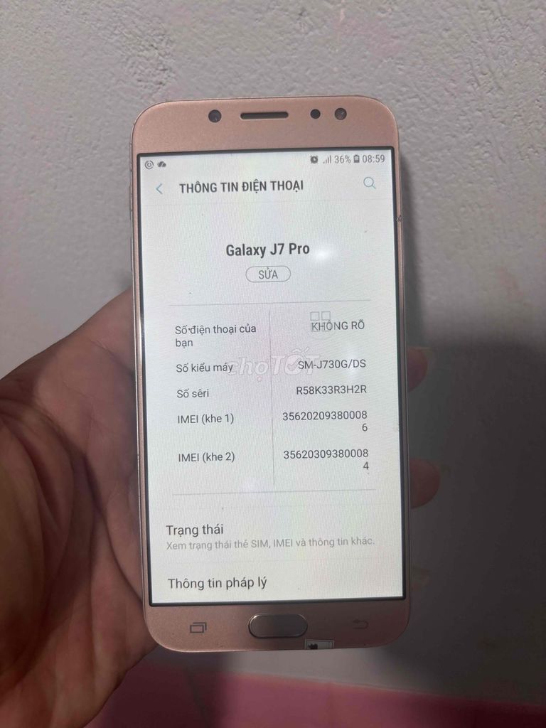 Samsung Galaxy J7 Pro Vàng hồng 2 sim. Mua bán Điện thoại tại Thành phố Bà Rịa Bà Rịa - Vũng Tàu được đăng bởi thanh lý hình 1