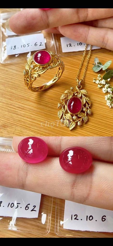 (Ms1314) đá quý Ruby huyết bồ câu chất kính