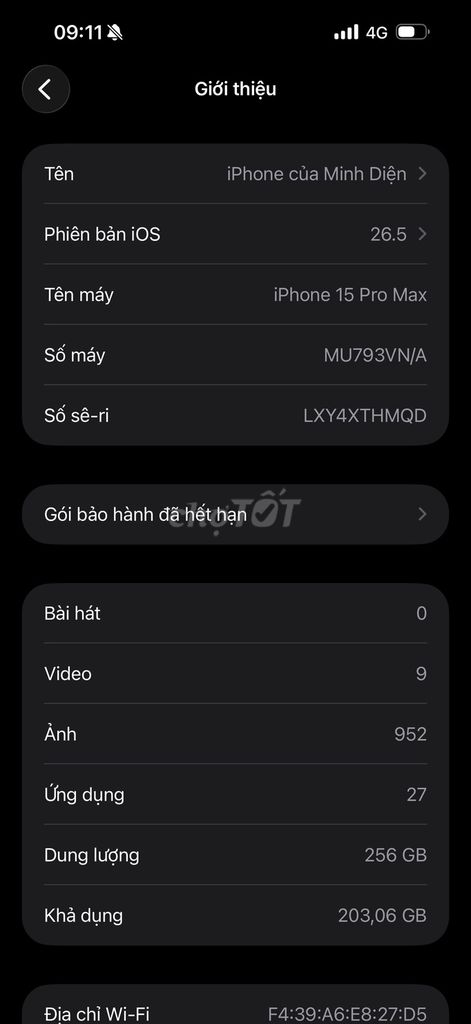 Apple iPhone 15 Pro Max 256GB 99%. Mua bán Điện thoại tại Huyện Đông Anh Hà Nội được đăng bởi Minh hình 1