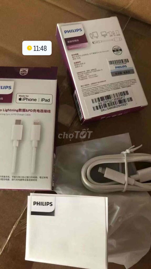 Dây cáp sạc iPhone  C to L hãng Philips có MFI