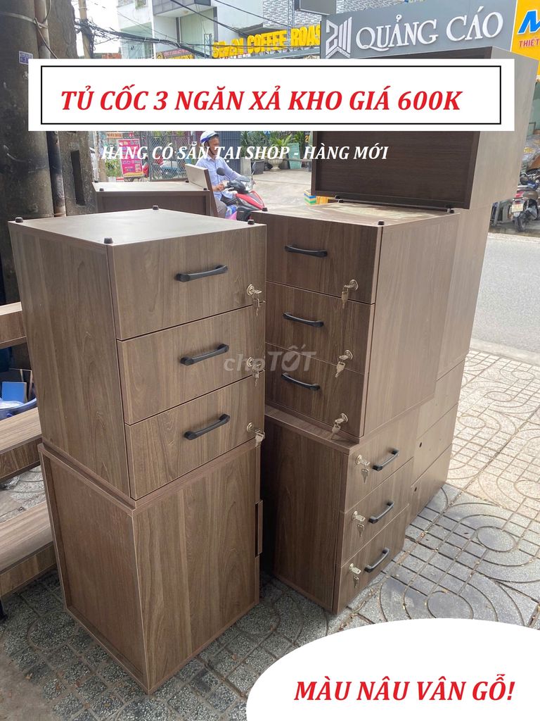 TỦ HỒ SƠ NHỎ 3 NGĂN KÉO - MÀU NÂU GỖ -