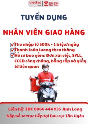 TUYỂN DỤNG GIAO HÀNG VIETTELPOST TÂN UYÊN