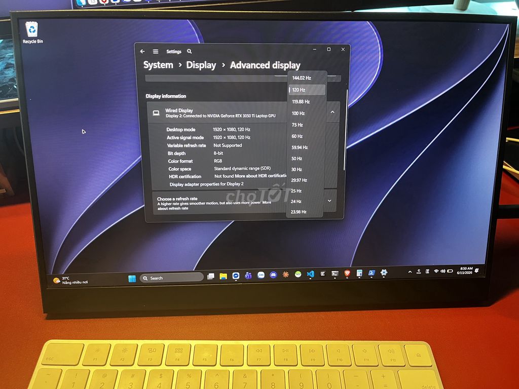 Màn hình di động Full HD 144Hz (Type C / HDMI). Mua bán Phụ kiện (Màn hình, Chuột...) tại Huyện Thạch Thất Hà Nội được đăng bởi Duong Nguyen hình 1