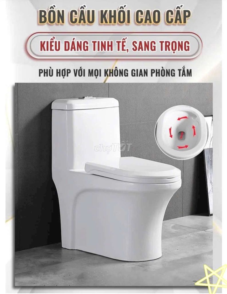 Bàn Cầu 1 Khối Màu Trắng