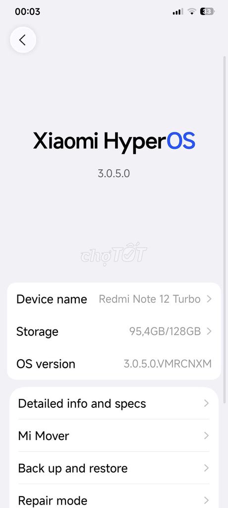 Xiaomi Redmi Note 12 Turbo 128GB Trắng HyperOS. Mua bán Điện thoại tại Quận Bắc Từ Liêm Hà Nội được đăng bởi Lưu Đình Mạnh hình 1