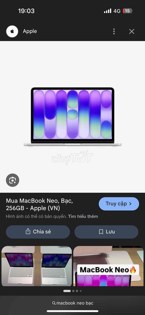 Apple MacBook Neo 8GB/256GB Bạc. Mua bán Laptop tại Quận 1 Tp Hồ Chí Minh được đăng bởi hoàng nhật hình 1