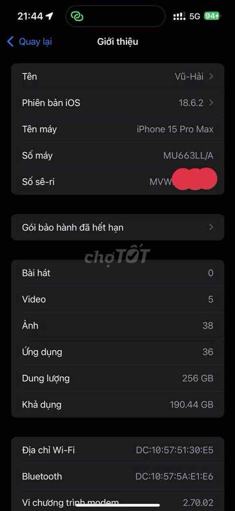 iPhone 15 Pro Max 256GB GL 16prm. Mua bán Điện thoại tại Thành phố Thủ Đức Tp Hồ Chí Minh được đăng bởi Vũ Hải 1402 hình 1
