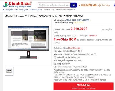 Màn LCD 27" con BH 36 tháng. Mua bán Phụ kiện (Màn hình, Chuột...) tại Quận 7 Tp Hồ Chí Minh được đăng bởi Đào Viết Xuân