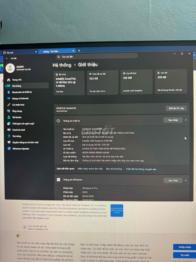 Intel NUC 10 Core i7 16GB/SSD 256GB Đen. Mua bán Máy tính để bàn tại Quận Ninh Kiều Cần Thơ được đăng bởi hihi hình 1