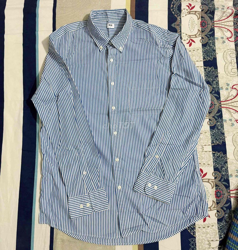 Áo sơ mi Uniqlo nam sọc xanh trắng vải. Mua bán Quần áo tại Quận 8 Tp Hồ Chí Minh được đăng bởi Thư hình 1