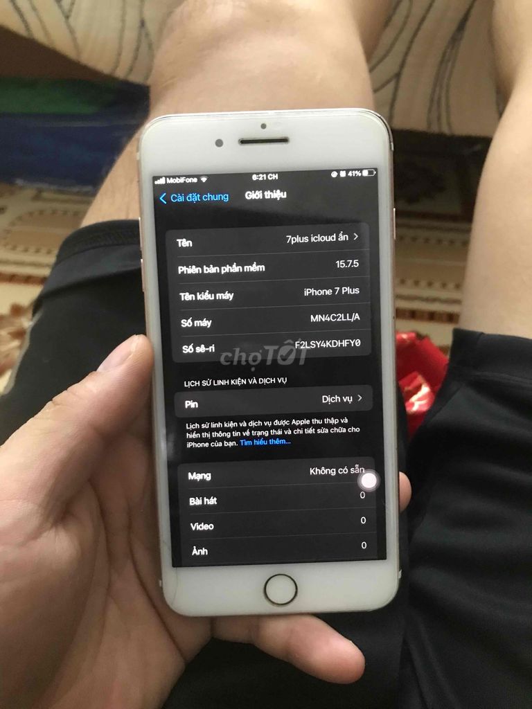 main ip7 plus 128g còn vân tay icloud ẩn