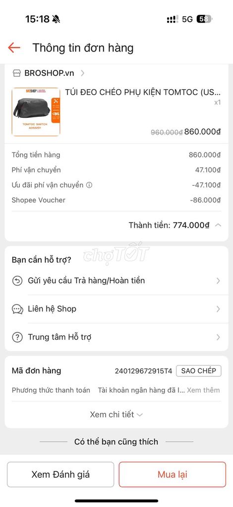 Túi đeo chéo Tomtoc Switch A0532D1 Đen. Mua bán Túi xách tại Quận Gò Vấp Tp Hồ Chí Minh được đăng bởi Nguyen Hoang hình 1