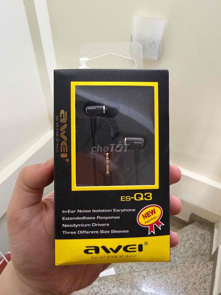 Tai nghe nhét tai Awei ES-Q3 Đen. Mua bán Tivi, Âm thanh tại Quận Hoàng Mai Hà Nội được đăng bởi Vũ Việt Tùng hình 1