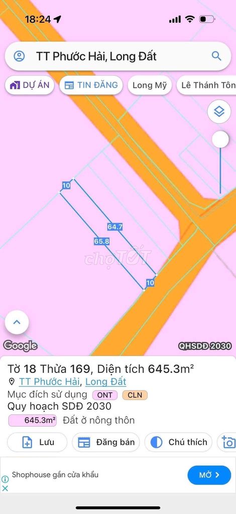 Bán 645m2 đất gần biển Thị Trấn Phước Hải, Long Đất  BRVT. Mua bán đất tại Huyện Đất Đỏ Bà Rịa - Vũng Tàu được đăng bởi Trần Thị Thơm hình 1