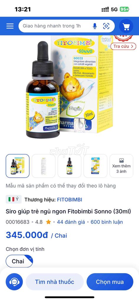 Siro giúp trẻ ngủ ngon Fitobimbi Sonno (30ml). Mua bán Mẹ và bé tại Huyện Đức Hòa Long An được đăng bởi Sửa Điện Gia Dụng hình 1