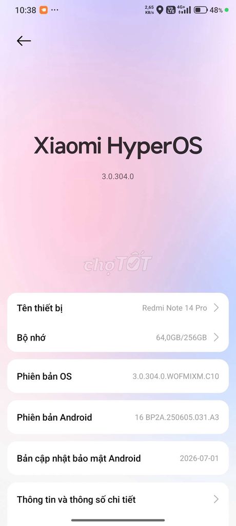 Xiaomi Redmi Note 14 Pro 8GB/256GB HyperOS. Mua bán Điện thoại tại Quận Ngũ Hành Sơn Đà Nẵng được đăng bởi phan hoai nhan hình 1