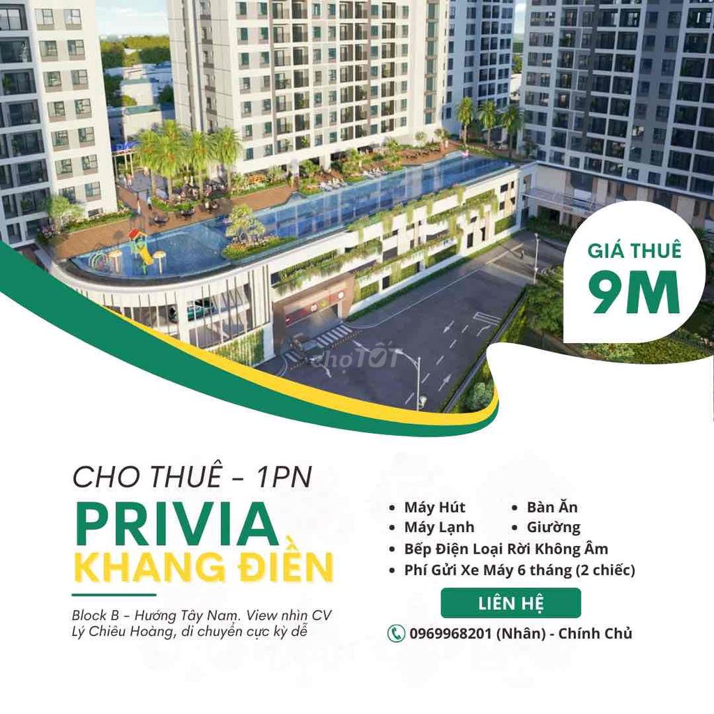 [CHÍNH CHỦ] Cho thuê căn 1PN+1 dự án The Privia - 50m2