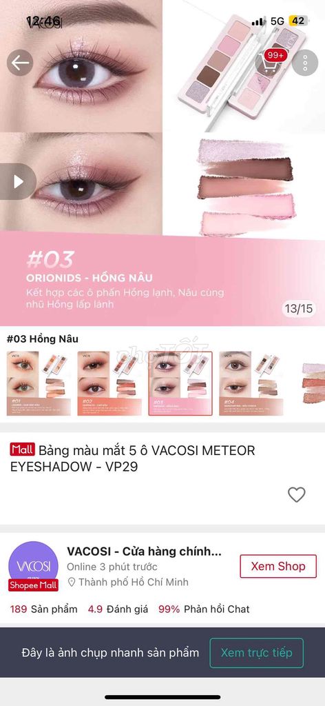 Bảng phấn mắt Vacosi Meteor VP29 Hồng Nâu. Mua bán Phụ kiện thời trang khác tại Thành phố Dĩ An Bình Dương được đăng bởi Lam Kiều hình 1