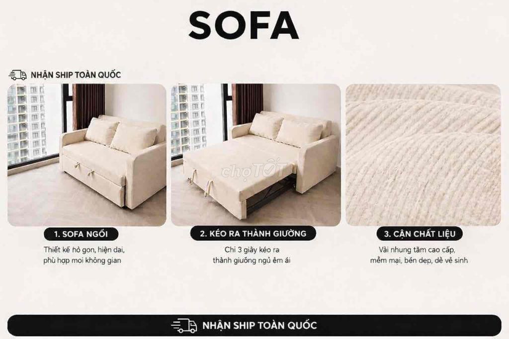 Sofa giường Vải nhung Đa năng Nội thất. Mua bán Giường, chăn ga gối nệm tại Quận 10 Tp Hồ Chí Minh được đăng bởi Sofa Giá Rẻ Sài Gòn hình 1