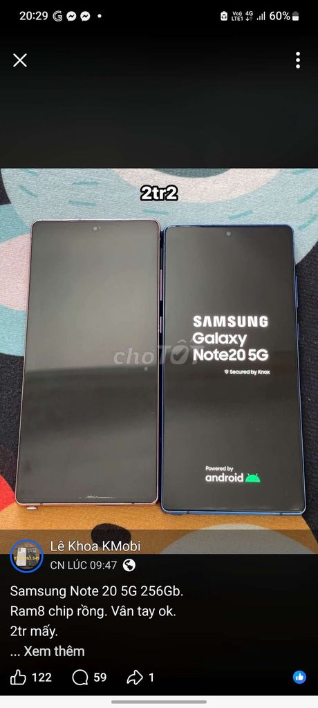 Samsung Galaxy Note 20 5G 256GB 8GB Like New. Mua bán Điện thoại tại Quận 4 Tp Hồ Chí Minh được đăng bởi Lê tuấn hình 1