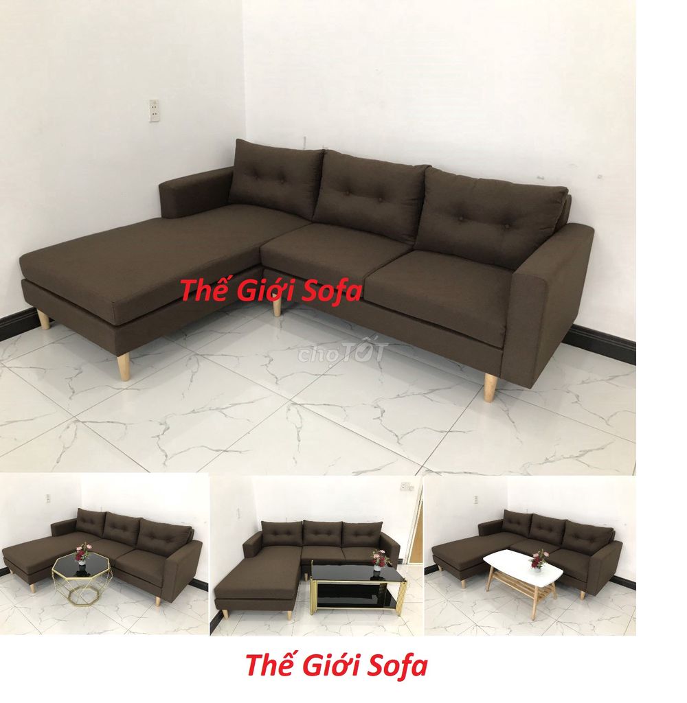 Bộ ghế sofa góc L màu nâu giá rẻ ở Đồng Nai - 97456751